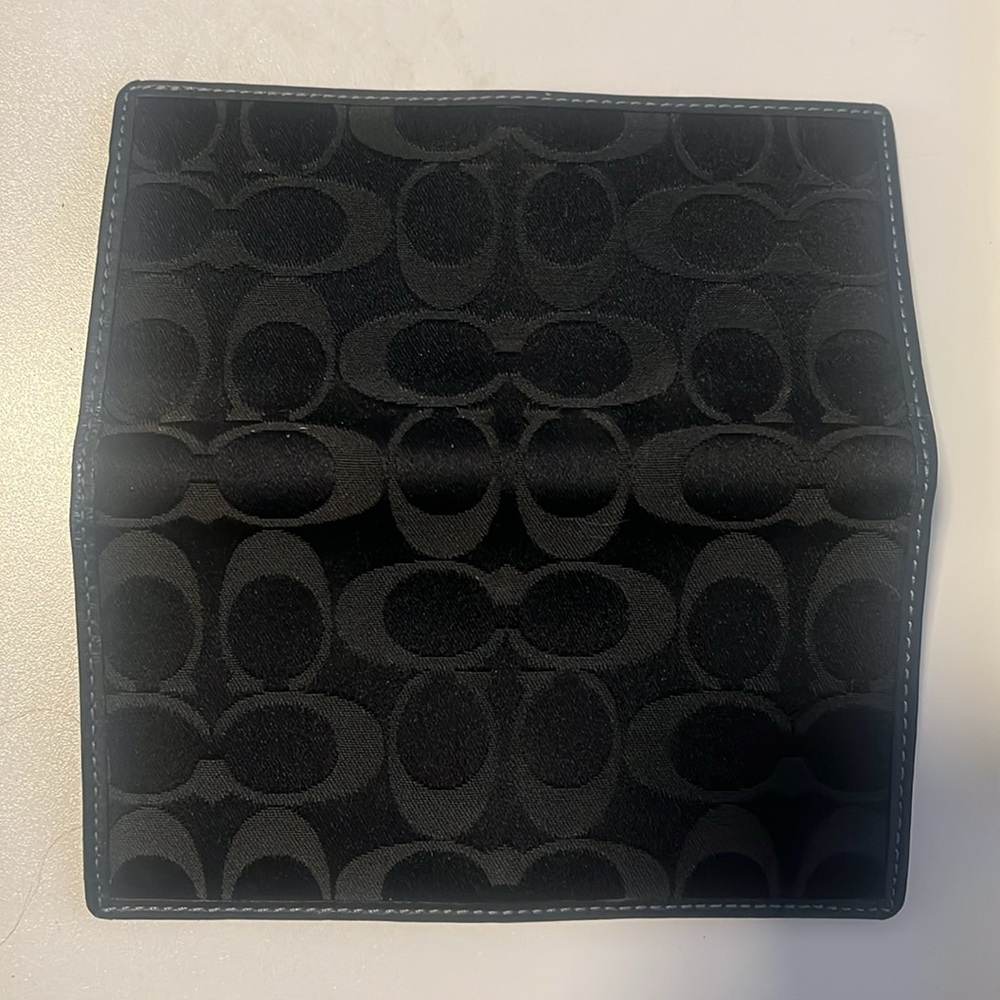 Vintage Coach Black Signature C Canvas Leather Checkbook Cover